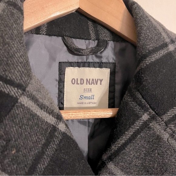 Old Navy Black & Gray Plaid Pea Coat Jacket, Sz S - Picture 3 of 4